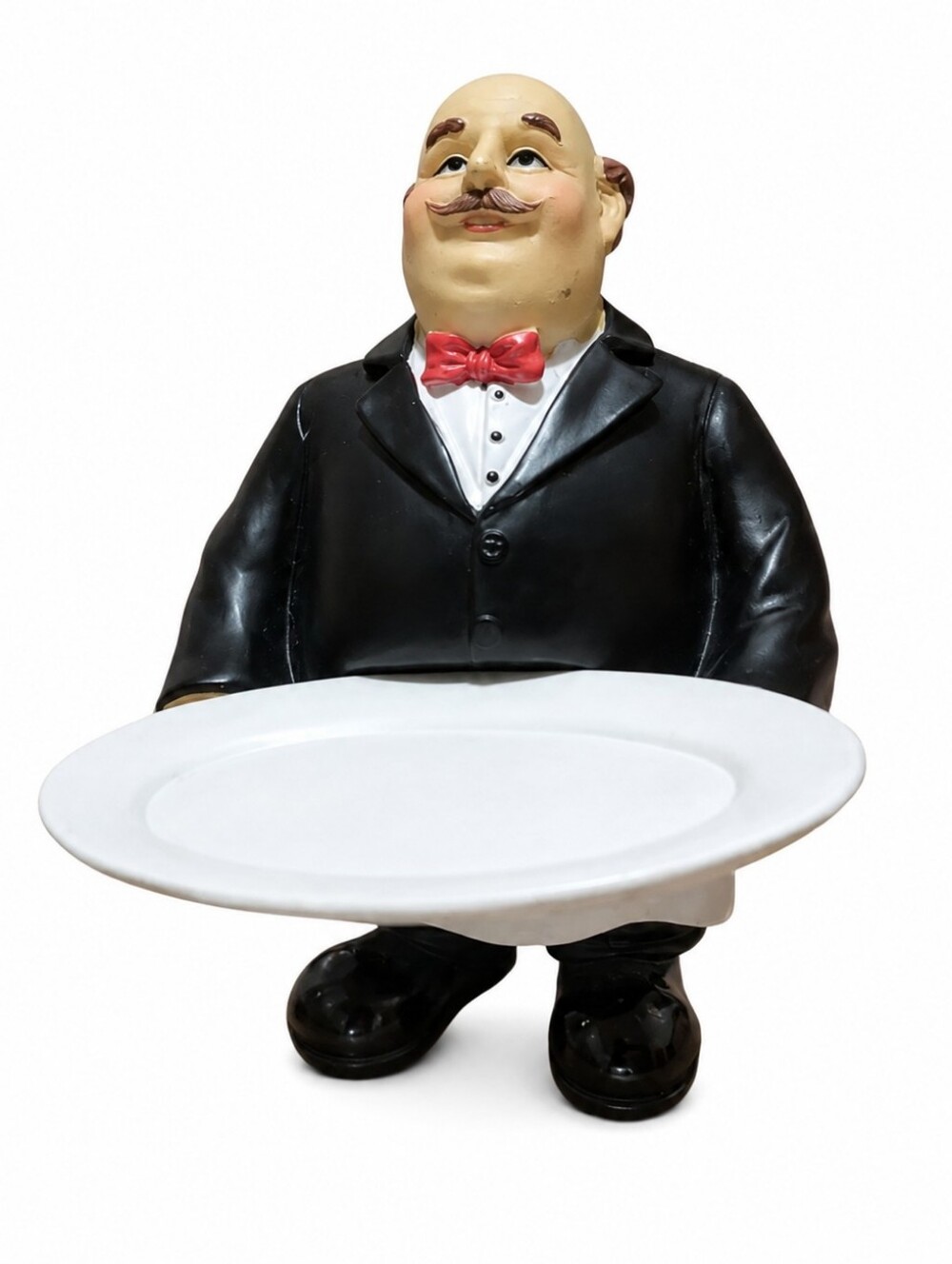 Vintage Butler Serving Tray Figurine Waiter Server Candy Cookie Holder 8”